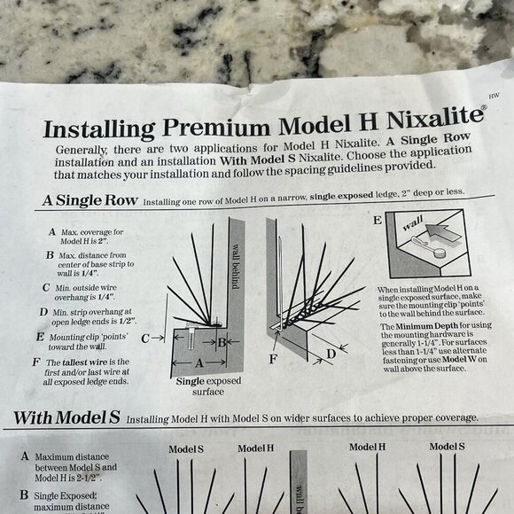 Nixalite Model H Bird Spiked 10 X 2 Feet Wildlife Deterrent Kit Stainless Steel - Picture 12 of 16